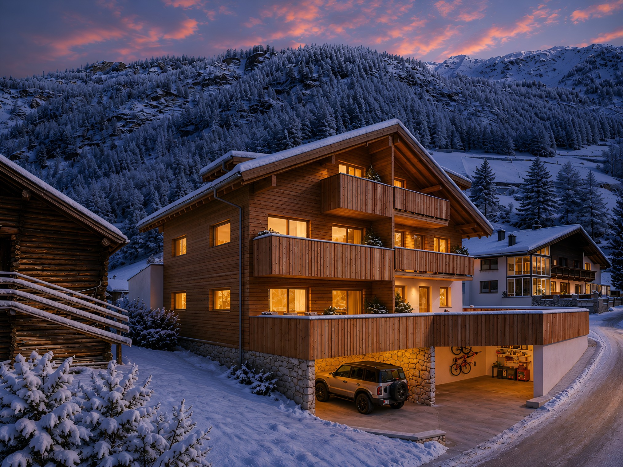 chalet-styrolia2-bild-visualisierung-aussenansicht-winter-abendstimmung (1)